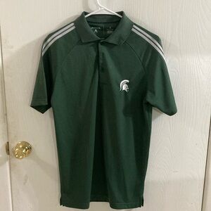 Green MICHIGAN STATE UNIVERSITY Polo Shirt with SPARTAN Logo. Men’s SMALL